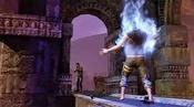Nate shooting blue fire demon