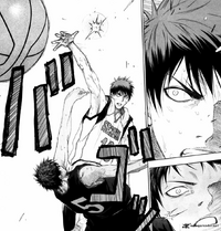 Kagami blocks Aomine's formless shot