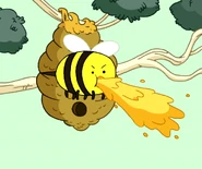 Bee spitting honey