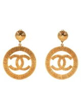 Chanel Sunburst CC Logo Dangling Earrings