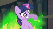 Twilight surrounded by green fire S2E25