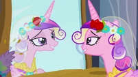 Chrysalis as Cadance looking at mirror S2E26