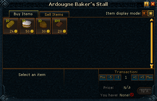 Ardougne Baker's Stall stock