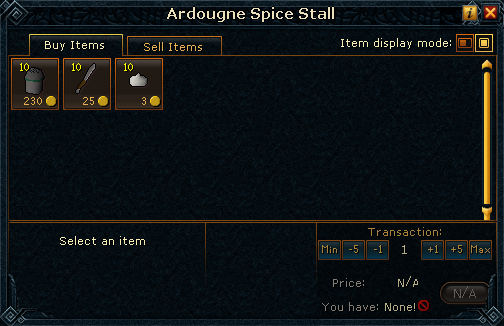 Ardougne Spice Stall stock