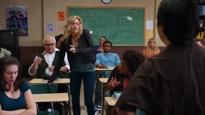 ACL Britta is pelted with paper balls by her classmates