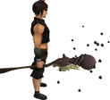 Skeletal staff of earth equipped