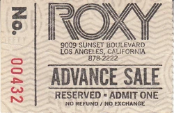 The Roxy, Hollywood, CA (USA) - 2 October 1981 wikipedia duran duran ticket