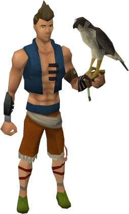 Falconer's glove equipped