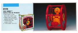 Illco 1992 baby toys big bird roll back wheel