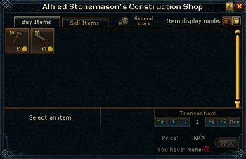 Alfred Stonemason's Construction Shop stock