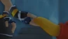 Sora y Pooh tomandose de la mano