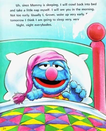 Grover stays up very very late eyelids