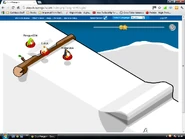 White penguin sled race