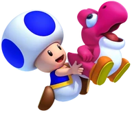 Magenta Yoshi and Blue Toad NSMBW2 2012