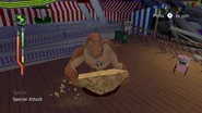 Humungousaur picking up humungous stone