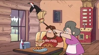 S1e6 granny swatting at woodpecker