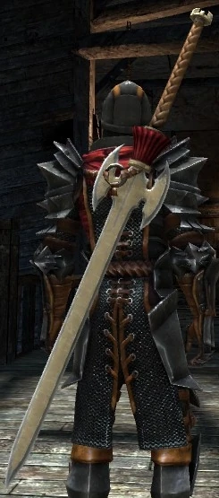 DA2 Valo-Kas Iss (greatsword) on Hawke w Mantle of the Champion (warrior)
