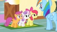 CMC in front of Rainbow Dash S1E23