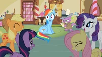 Group laughing at Rainbow Dash S2E08