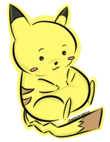 Pikachu holding his belly