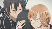 Kirito Asuna and Yui Hugging