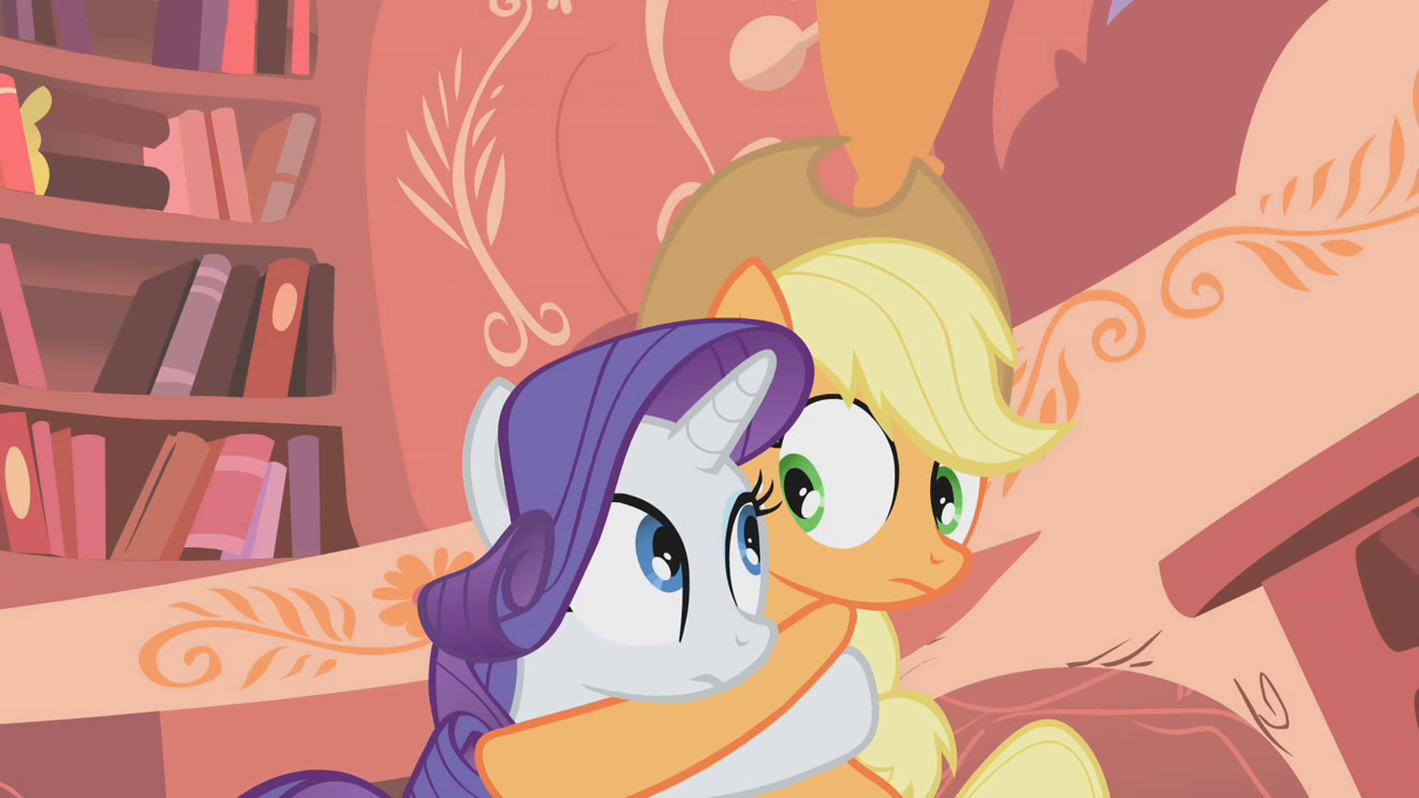 Rarity_and_Applejack_noticing_the_hug_S0
