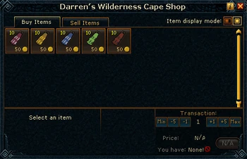 Darren's Wilderness Cape Shop stock