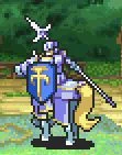 Zelots' static battle pose holding a lance