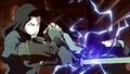 Asami electroshocking the Lieutenant.png