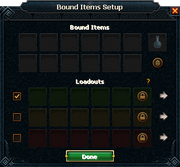 Bound items setup