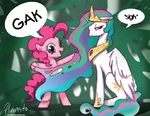 Princess Celestia's mane gaked by Pinkie Pie