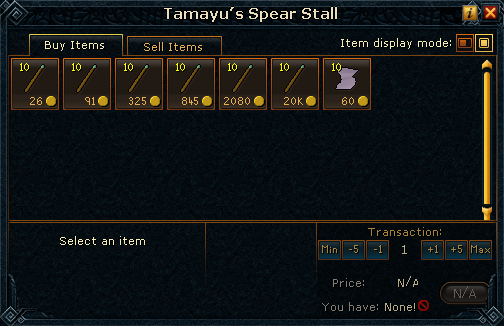 Tamayu's Spear Stall stock