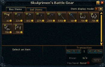 Skulgrimen's Battle Gear stock