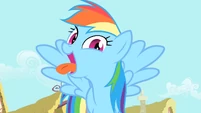 Rainbow trying hard to get the guard's attention S1E22