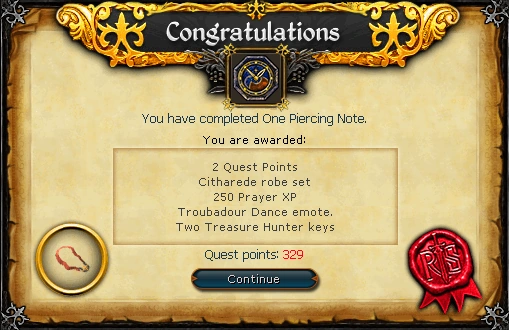One Piercing Note reward