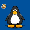 Orange Puffle pin on a Player Card