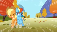 Rainbow Dash bumps Applejack S1E13