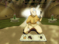 Aang with the Avatar relics