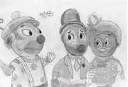 Concept art of Uniqua, Austin, and Pablo