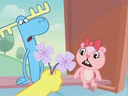 Cuddles giving Giggles flowers