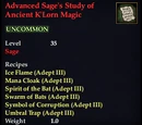 Advanced Sage's Study of Ancient K'Lorn Magic