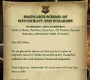 Hogwarts acceptance letter