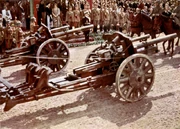 Hungarian 105mm howitzers leaving for the front.