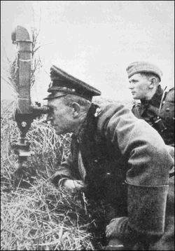 Gen.Lt. Heinz Guderian inspects the frontline during the Battle of Otročín.