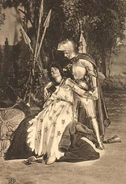 An artistic depiction of Joan of Arc's death in battle
