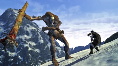 A large ogre in the highland mountains.