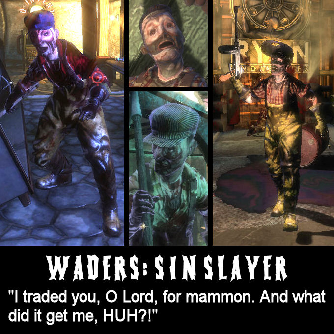 Here are some Wader splicers taken from Bioshock Wiki 