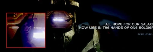 A digitally enhanced screenshot of the glyph appearing on Master Chief's visor