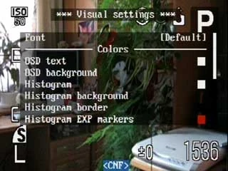 Visual settings menu