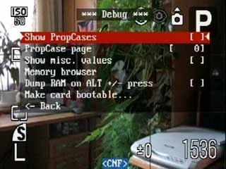Debug menu